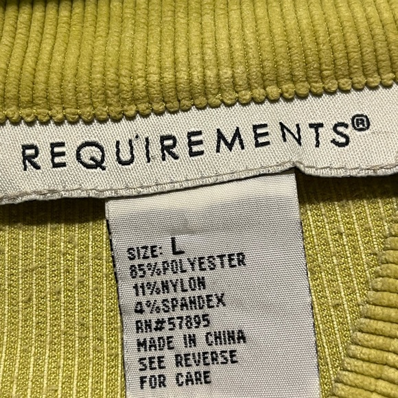 Requirements Jacket Corduroy Large Lime Green Bottom Button Loose - Picture 3 of 13